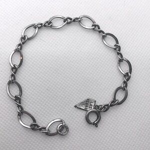 VTG Sterling Silver Oval Infinity Link Las Vegas Charm Bracelet 7.5”